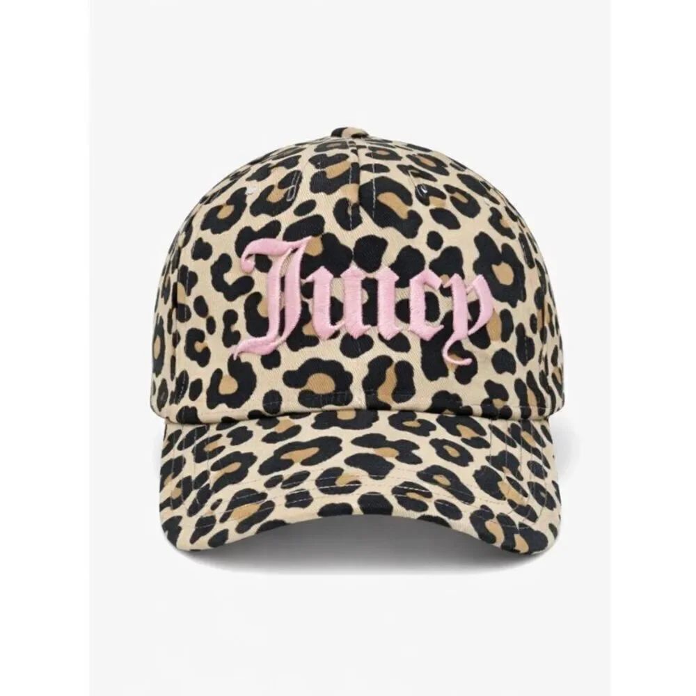 Juicy Couture Kids Leopard Print Snapback Hat Pink Logo Y2K NWT Adjustable